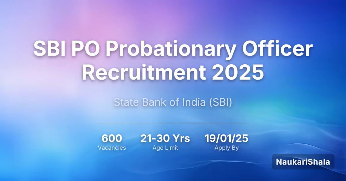 SBI PO परिवीक्षाधीन अधिकारी (Probationary Officer) भर्ती 2025 – भारतीय स्टेट बैंक$ (SBI)