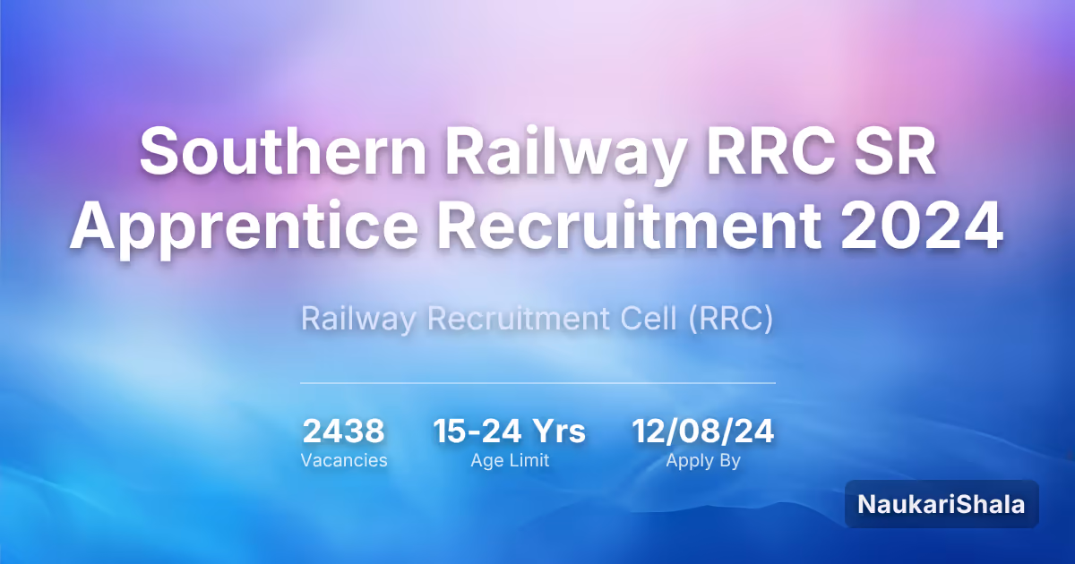 दक्षिणी रेलवे (Southern Railway) RRC SR अपरेंटिस भर्ती 2024 – रेलवे भर्ती सेल$ (RRC)