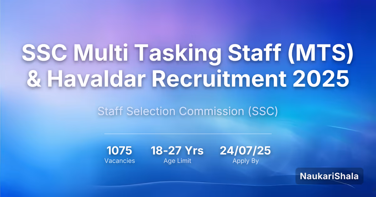 SSC मल्टी टास्किंग स्टाफ (MTS) और हवलदार भर्ती 2025 – कर्मचारी चयन आयोग$ (SSC)