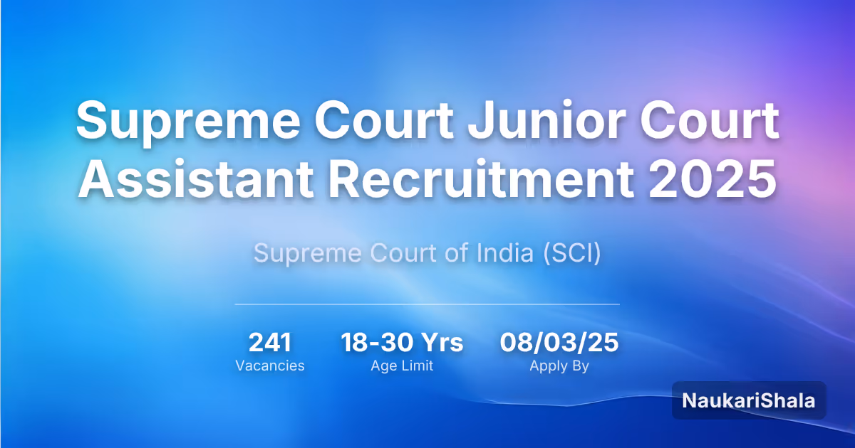 Supreme Court Junior Court Assistant Recruitment 2025 – Supreme Court of India$ (SCI)