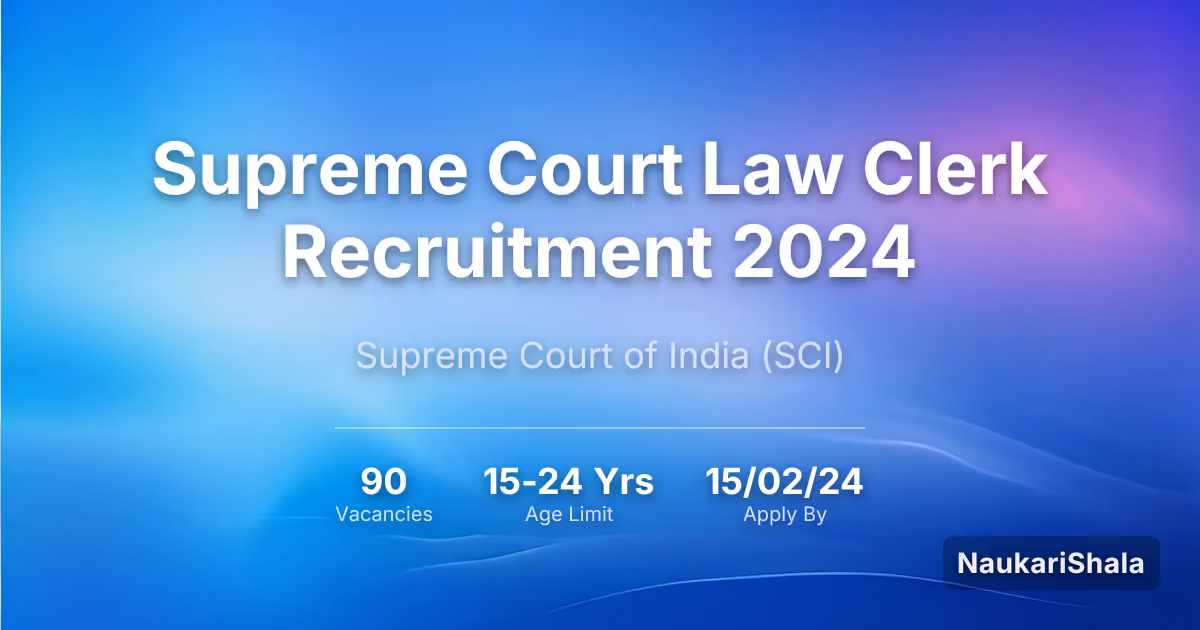 Supreme Court Law Clerk Recruitment 2024 – Supreme Court of India$ (SCI)