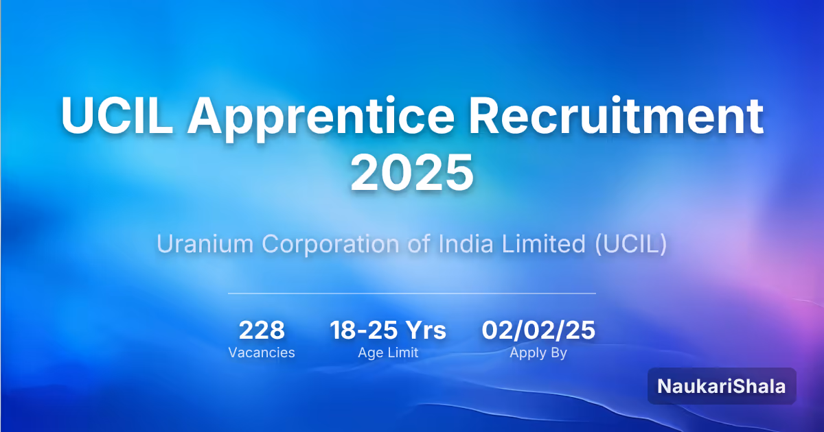 UCIL Apprentice Recruitment 2025 – Uranium Corporation of India Limited$ (UCIL)