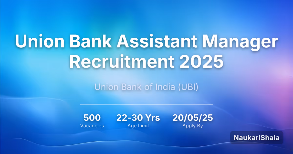 यूनियन बैंक (Union Bank) असिस्टेंट मैनेजर (Assistant Manager) भर्ती 2025 – यूनियन बैंक ऑफ इंडिया$ (UBI)