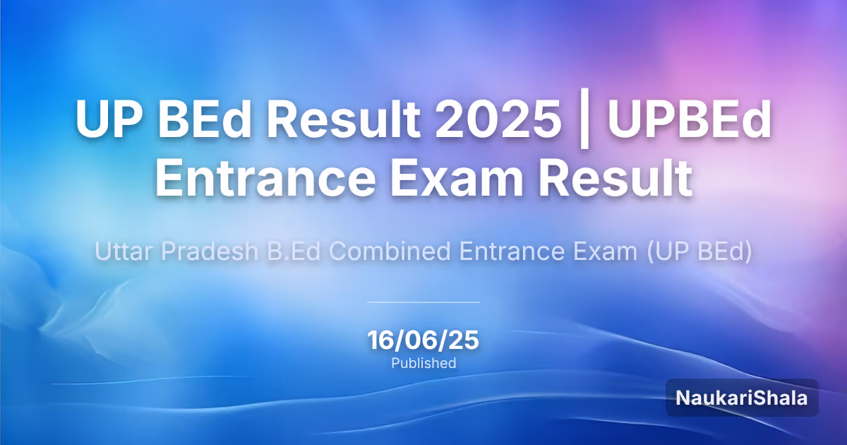 UP BEd Result 2025 | UPBEd Entrance Exam Result – Uttar Pradesh B.Ed Combined Entrance Exam