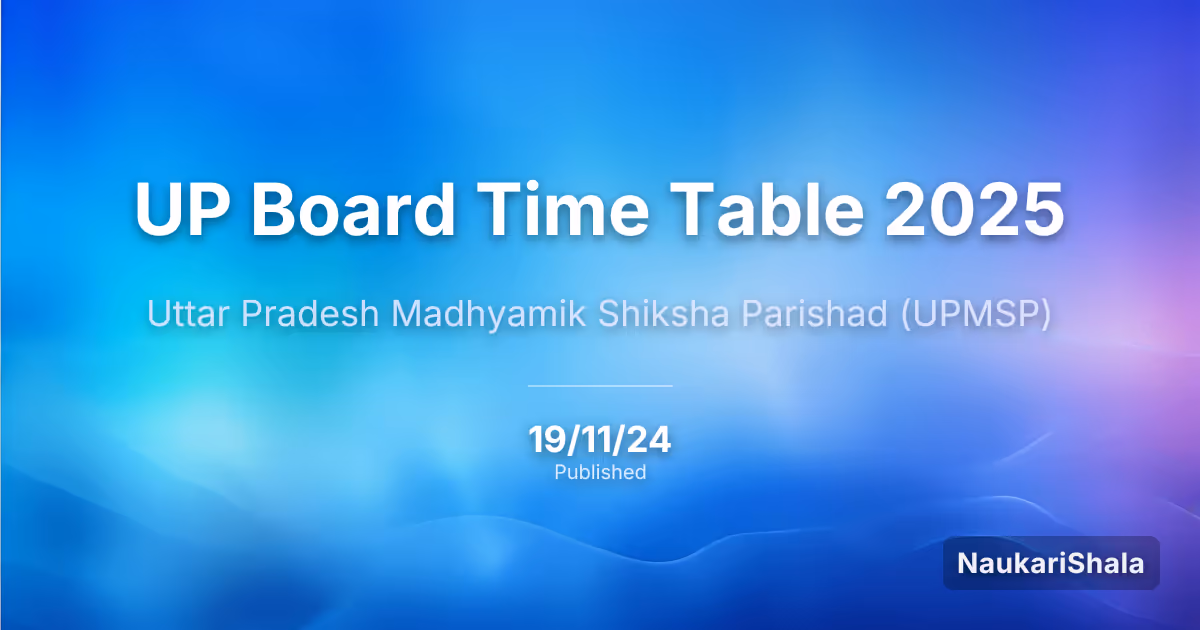 यूपी बोर्ड टाइम टेबल 2025 – उत्तर प्रदेश माध्यमिक शिक्षा परिषद (UPMSP)
