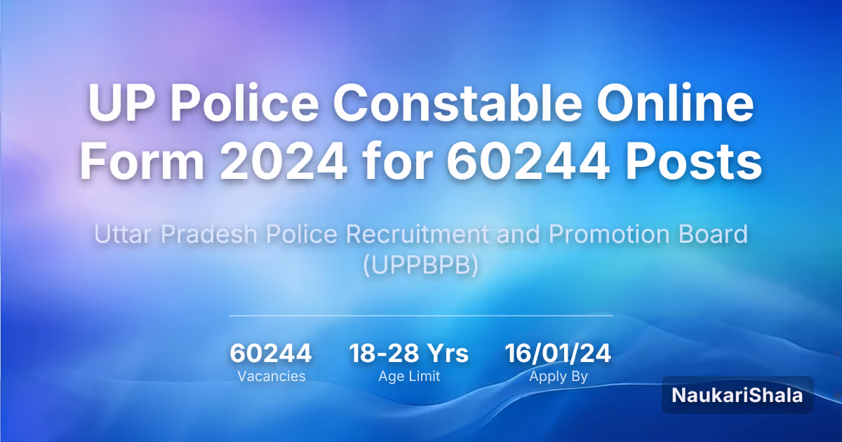 यूपी पुलिस कांस्टेबल ऑनलाइन फॉर्म 2024 कुल 60244 पदों के लिए – उत्तर प्रदेश पुलिस भर्ती और पदोन्नति बोर्ड$ (UPPRPB)