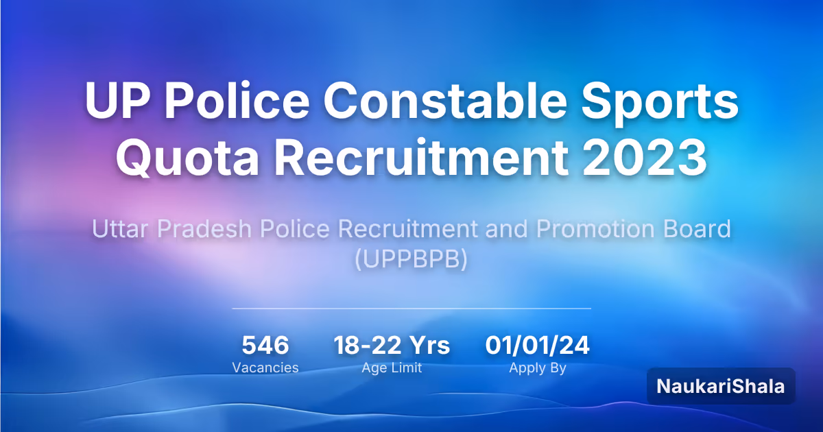 UP Police Constable Sports Quota Recruitment 2023 – Uttar Pradesh Police Recruitment and Promotion Board$ (UPPRPB)