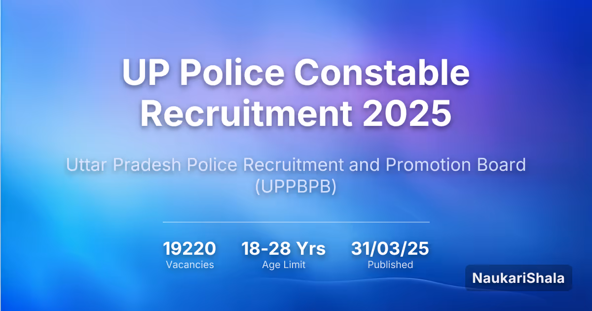 UP Police Constable Recruitment 2025 – Uttar Pradesh Police Recruitment and Promotion Board$ (UPPRPB)