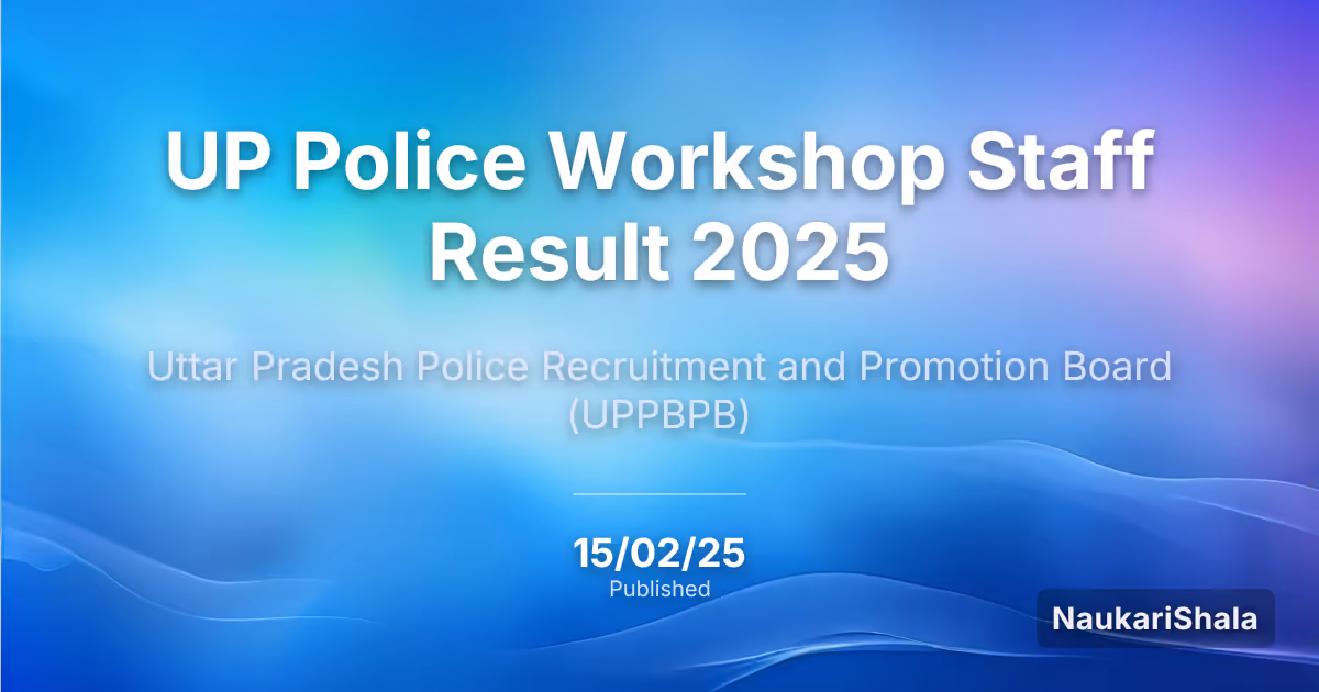 UP Police Workshop Staff Result 2025 – Uttar Pradesh Police Recruitment and Promotion Board (UPPRPB)