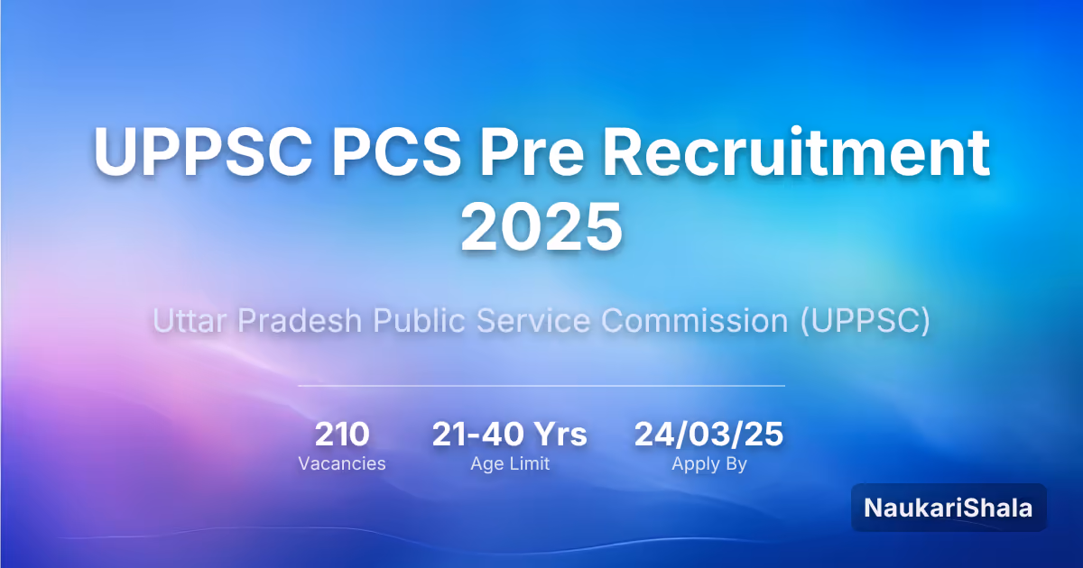 UPPSC PCS Pre Recruitment 2025 – Uttar Pradesh Public Service Commission$ (UPPSC)