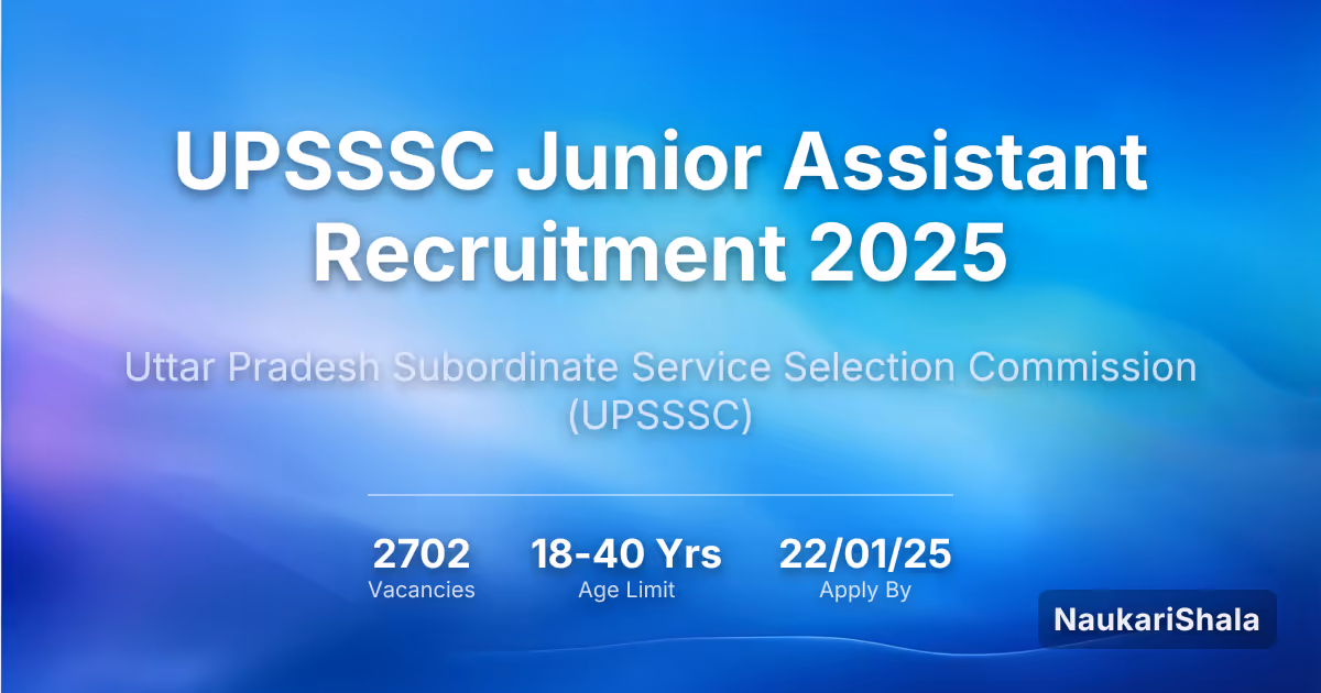 UPSSSC जूनियर असिस्टेंट भर्ती 2025 – उत्तर प्रदेश अधीनस्थ सेवा चयन आयोग$ (UPSSSC)