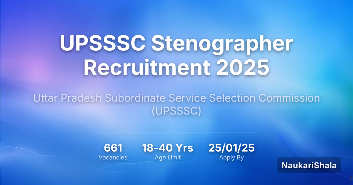 UPSSSC आशुलिपिक (Stenographer) भर्ती 2025 – उत्तर प्रदेश अधीनस्थ सेवा चयन आयोग$ (UPSSSC)